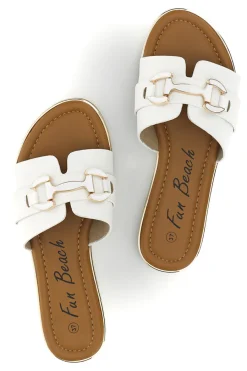 Fun Strand weiße Hausschuhe mit Klammer 15601-FUN BEACH Sale