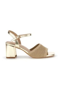 Gold Sandalen breite Ferse Riemen Erste Dame P694-FIRST LADY Outlet