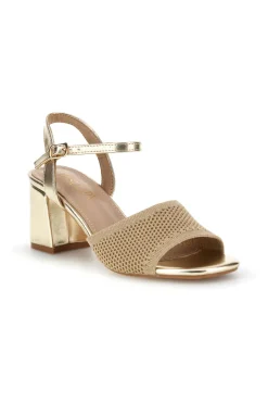 Gold Sandalen breite Ferse Riemen Erste Dame P694-FIRST LADY Outlet