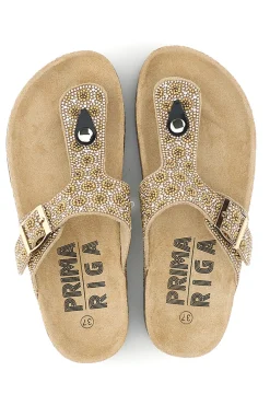 Gold Zehensteg Hausschuhe mit Strass 15612-PRIMA RIGA Outlet