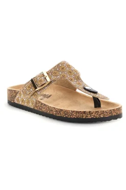 Gold Zehensteg Hausschuhe mit Strass 15612-PRIMA RIGA Outlet
