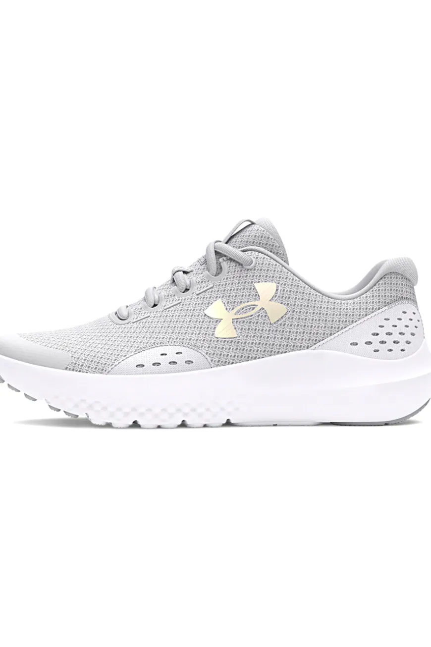 Graue Mesh-Turnschuhe für Damen Under Armour GGS Surge 4