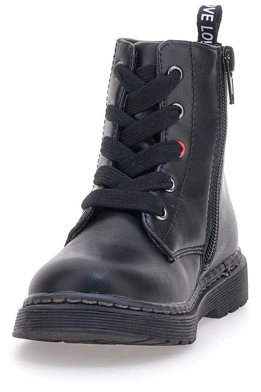 Grazia 1620 schwarze Stiefeletten mit Schriftzug und Glitzer