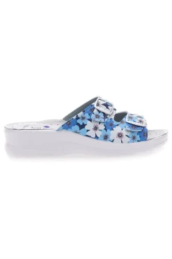 Hausschuhe mit blauen Blumen und doppeltem Anti-Rutsch-Band 122F-BEST MEDICAL New