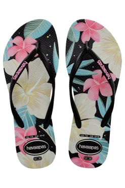 Slim Floral Schwarz-Rosa Flip-Flops-HAVAIANAS Best