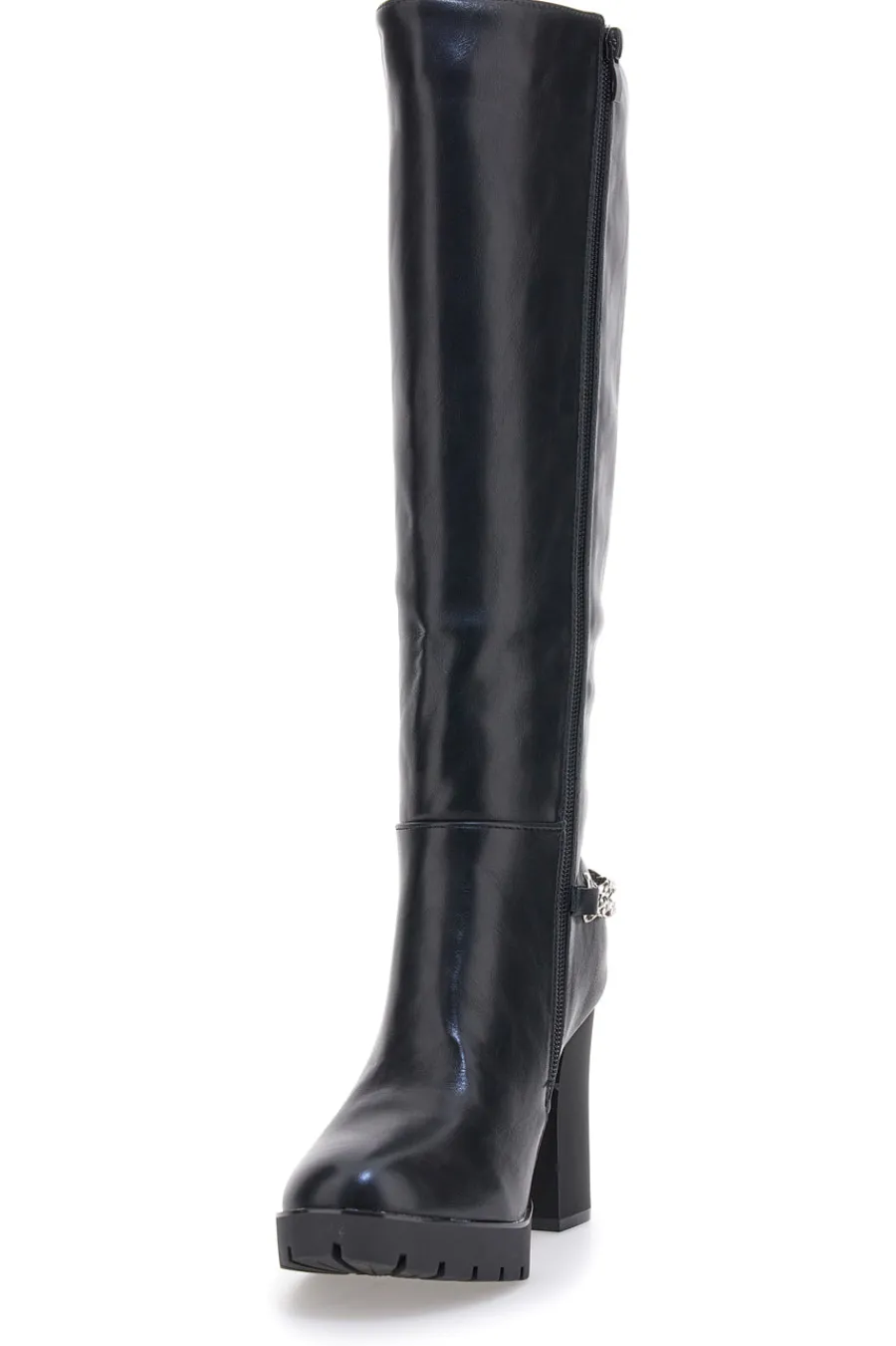 Hohe e Stiefel mit dekorativer Kette H262534-THE FIRST Hot