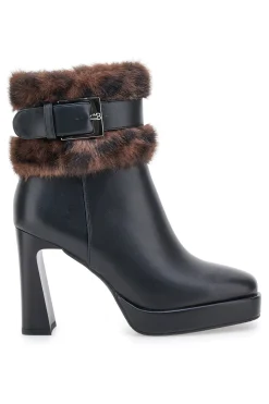 9384M e Stiefeletten mit hohem Absatz, Riemen und Pelzbesatz-LAURA BIAGIOTTI Clearance