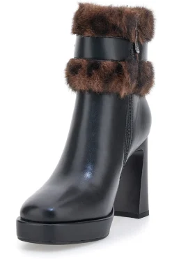 9384M e Stiefeletten mit hohem Absatz, Riemen und Pelzbesatz-LAURA BIAGIOTTI Clearance