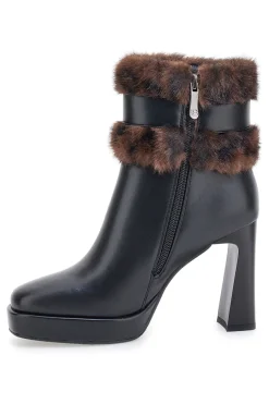 9384M e Stiefeletten mit hohem Absatz, Riemen und Pelzbesatz-LAURA BIAGIOTTI Clearance