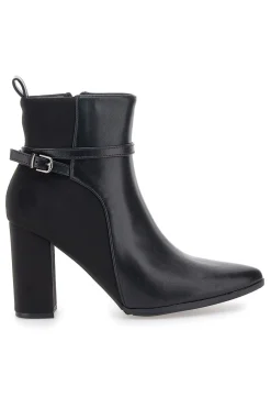 6001 Schwarze Stiefeletten mit hohem Absatz und Knöchelriemen-LE HAVRE PARIS Discount