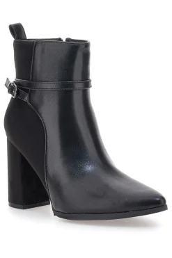 6001 Schwarze Stiefeletten mit hohem Absatz und Knöchelriemen-LE HAVRE PARIS Discount