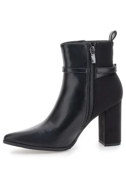 6001 Schwarze Stiefeletten mit hohem Absatz und Knöchelriemen-LE HAVRE PARIS Discount