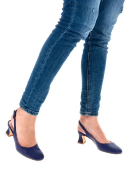Marineblaue Slingback-Pumps mit niedrigem Absatz 3608-PITTARELLO GLAM Hot