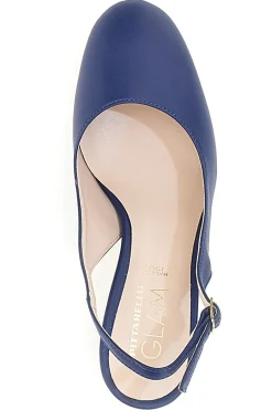 Marineblaue Slingback-Pumps mit niedrigem Absatz 3608-PITTARELLO GLAM Hot