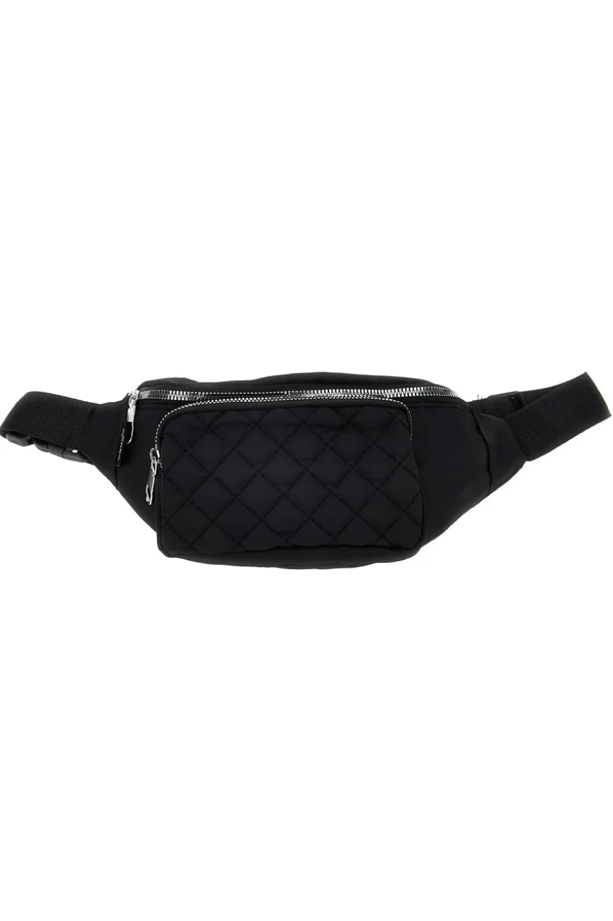 Marsupio nero trapuntato con tasche zip Indigeno metropolitano 8200-A