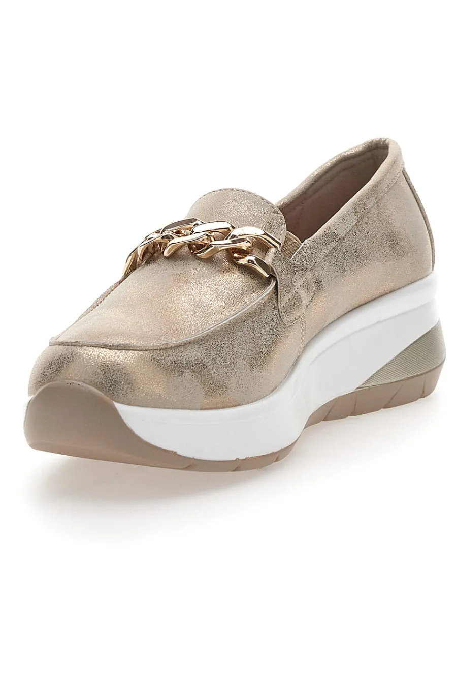 Mocassini Beige con Fibbia Dorata E800-ENERGY