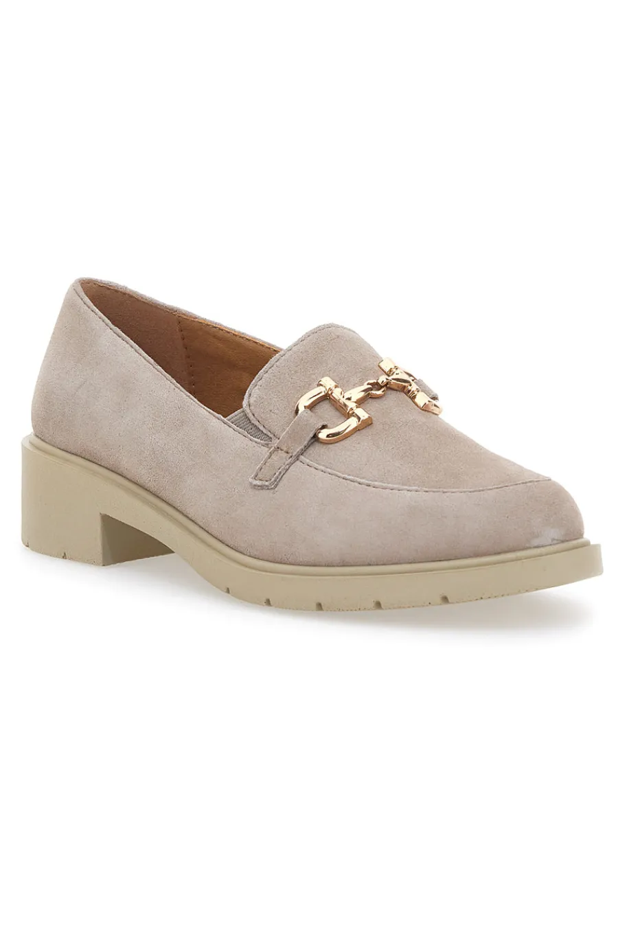 Mocassini Beige con Morsetto Dorato 21216-MIO TEMPO Clearance