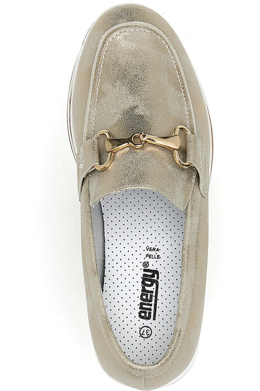 Mocassini Beige Con Morsetto Oro e Platform 42-ENERGY Outlet
