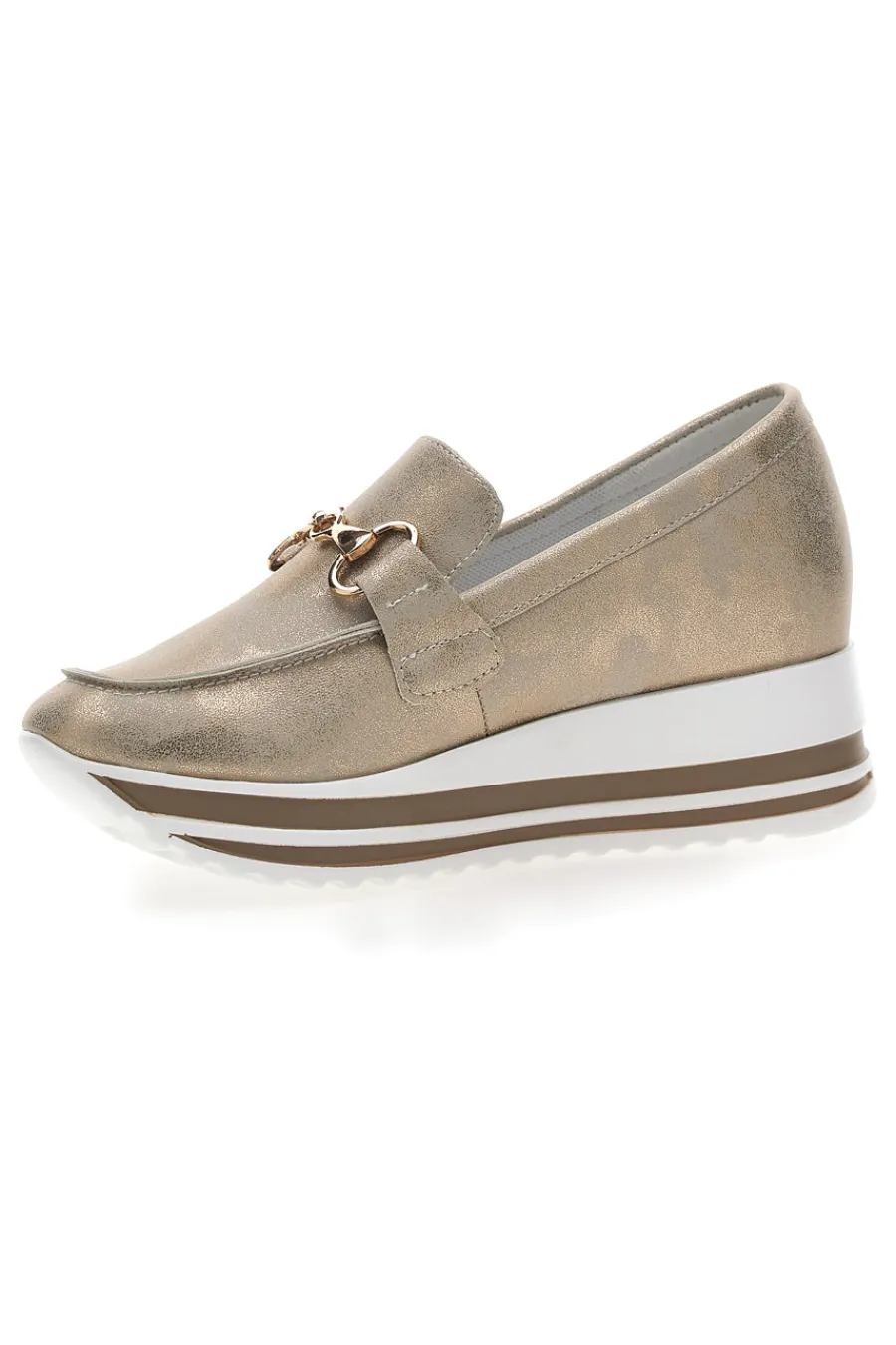 Mocassini Beige Con Morsetto Oro e Platform 42-ENERGY Outlet