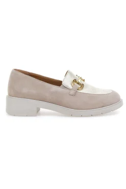 Mocassini beige e oro in vera pelle con catena 24584IGNIS-PRIMA RIGA Outlet