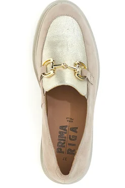 Mocassini beige e oro in vera pelle con catena 24584IGNIS-PRIMA RIGA Outlet