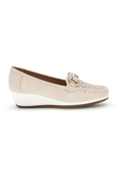 Mocassini beige traforati con zeppa MINA910-MIO TEMPO Online