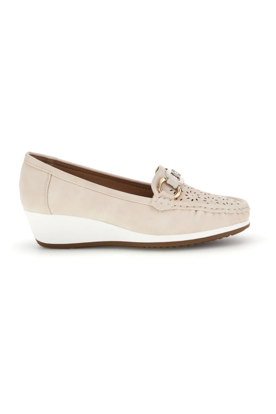 Mocassini beige traforati con zeppa MINA910-MIO TEMPO Online