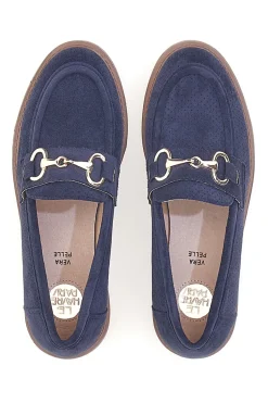 Mocassini blu con morsetto e sottopiede in pelle RQ2652-LE HAVRE PARIS New
