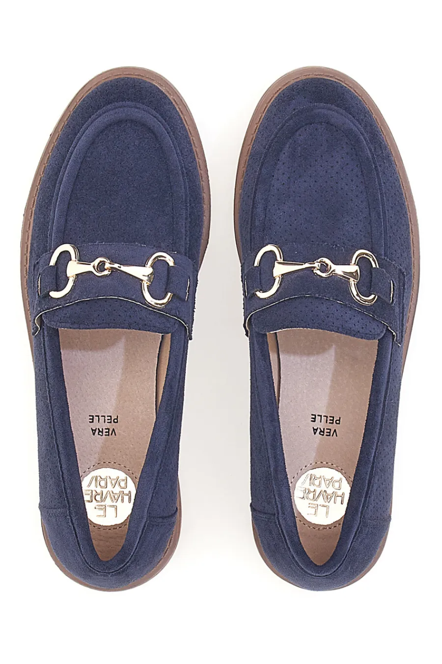 Mocassini blu con morsetto e sottopiede in pelle RQ2652-LE HAVRE PARIS New