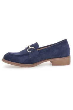 Mocassini blu con morsetto e sottopiede in pelle RQ2652-LE HAVRE PARIS New