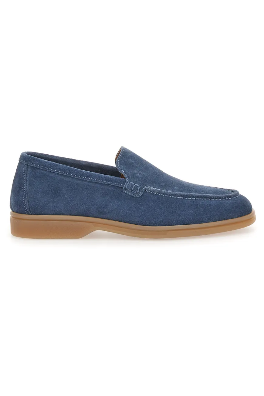 Mocassini Blu con Tomaia in Suede Vera Pelle PTR 2070
