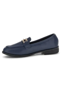 Mocassini blu in tessuto con morsetto P675-FIRST LADY