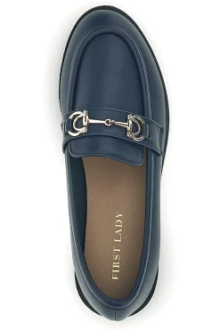 Mocassini blu in tessuto con morsetto P675-FIRST LADY