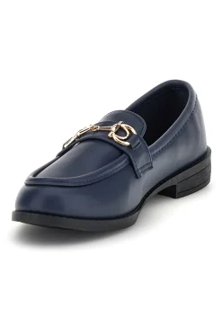 Mocassini blu in tessuto con morsetto P675-FIRST LADY
