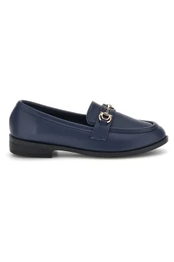 Mocassini blu in tessuto con morsetto P675-FIRST LADY