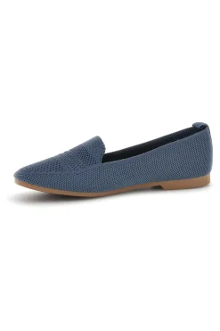 Mocassini blu in tessuto traforato P674-FIRST LADY