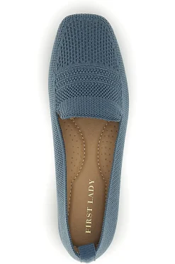 Mocassini blu in tessuto traforato P674-FIRST LADY