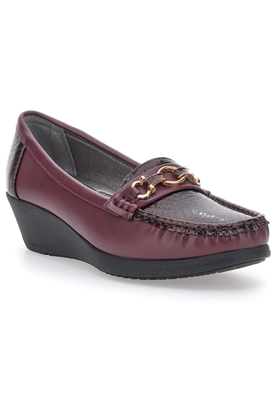 Mocassini Bordeaux Con Zeppa 9024-MIO TEMPO Discount