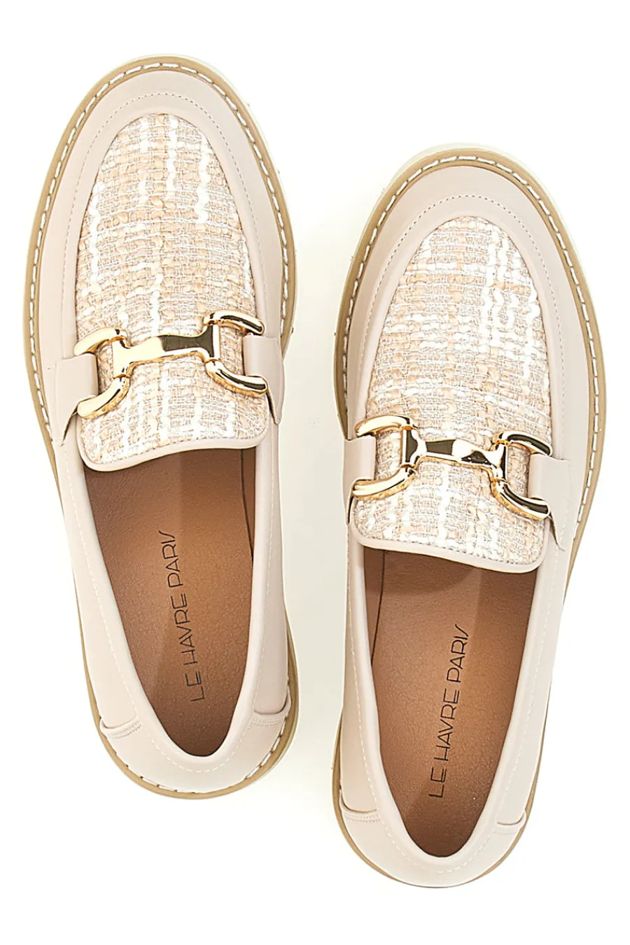 Mocassini Cipria con Fibbia Dorata e Suola Bianca KMD25S1K-LE HAVRE PARIS Discount