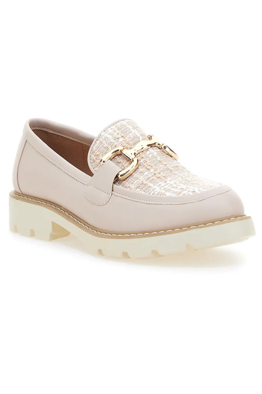 Mocassini Cipria con Fibbia Dorata e Suola Bianca KMD25S1K-LE HAVRE PARIS Discount