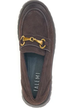 Mocassini marroni con suola carrarmato e dettaglio catena KMY11D-TALEMI Discount