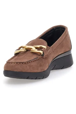 Mocassini Marroni Effetto Suede Con Catenina IC020042-INBLU Sale