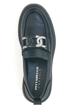 Mocassini neri con morsetto argento 24126019-PITTARELLO CAPSULE Sale