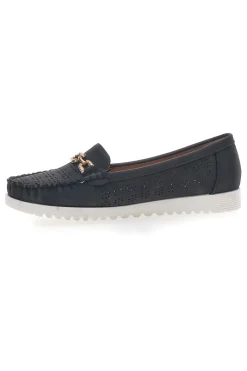 Mocassini Neri con Morsetto Dorato 7023-PRIMA RIGA Outlet