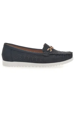 Mocassini Neri con Morsetto Dorato 7023-PRIMA RIGA Outlet