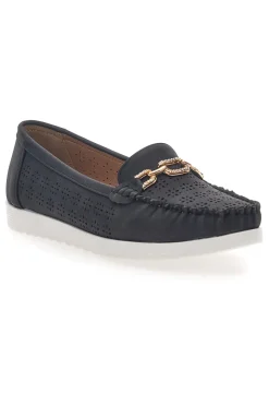 Mocassini Neri con Morsetto Dorato 7023-PRIMA RIGA Outlet
