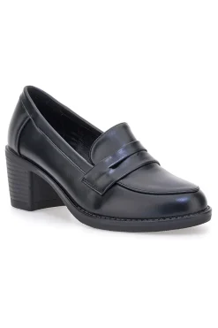 Mocassini neri con tacco largo e mascherina PMM24923-TALEMI Discount