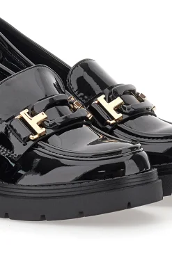 Mocassini Neri Con Tacco 475-THE FIRST Discount