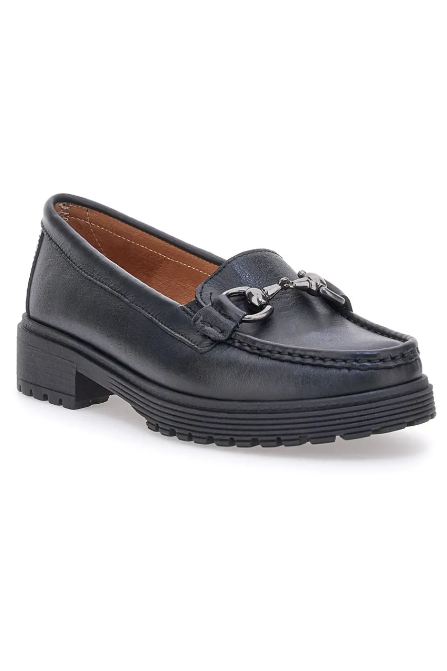 Mocassini neri in vera pelle con morsetto 830-PITTARELLO FOCUS Discount