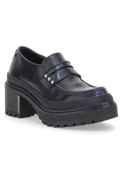 Mocassini Neri Platform con Brillantini 01-BETTYFLOWERS Discount